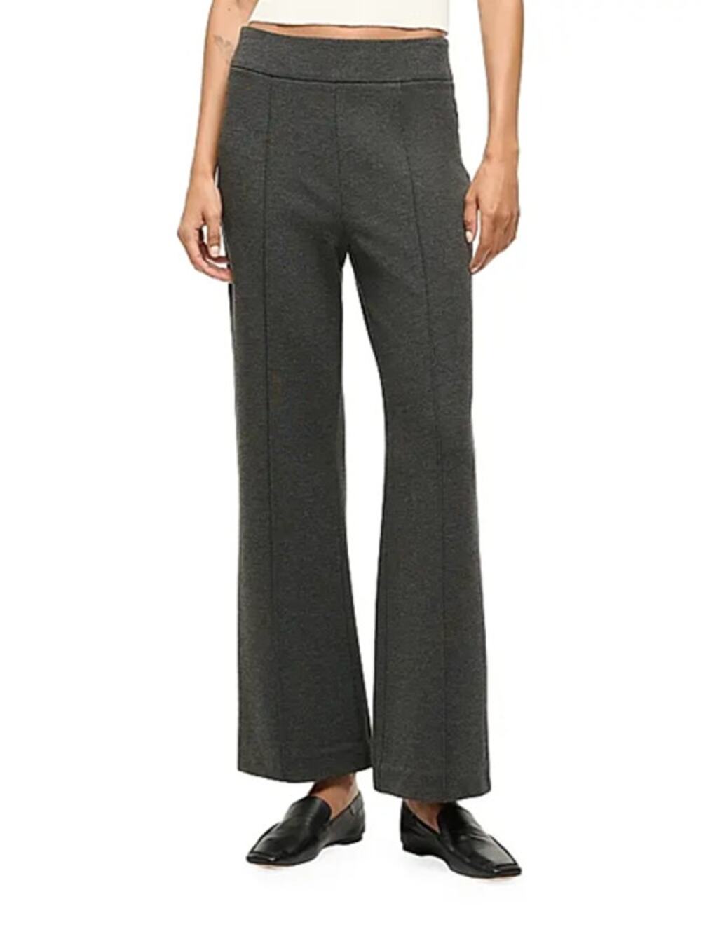 Staud Knack Seamed High Rise Flared Leg Casual Pants Gray L NWT
